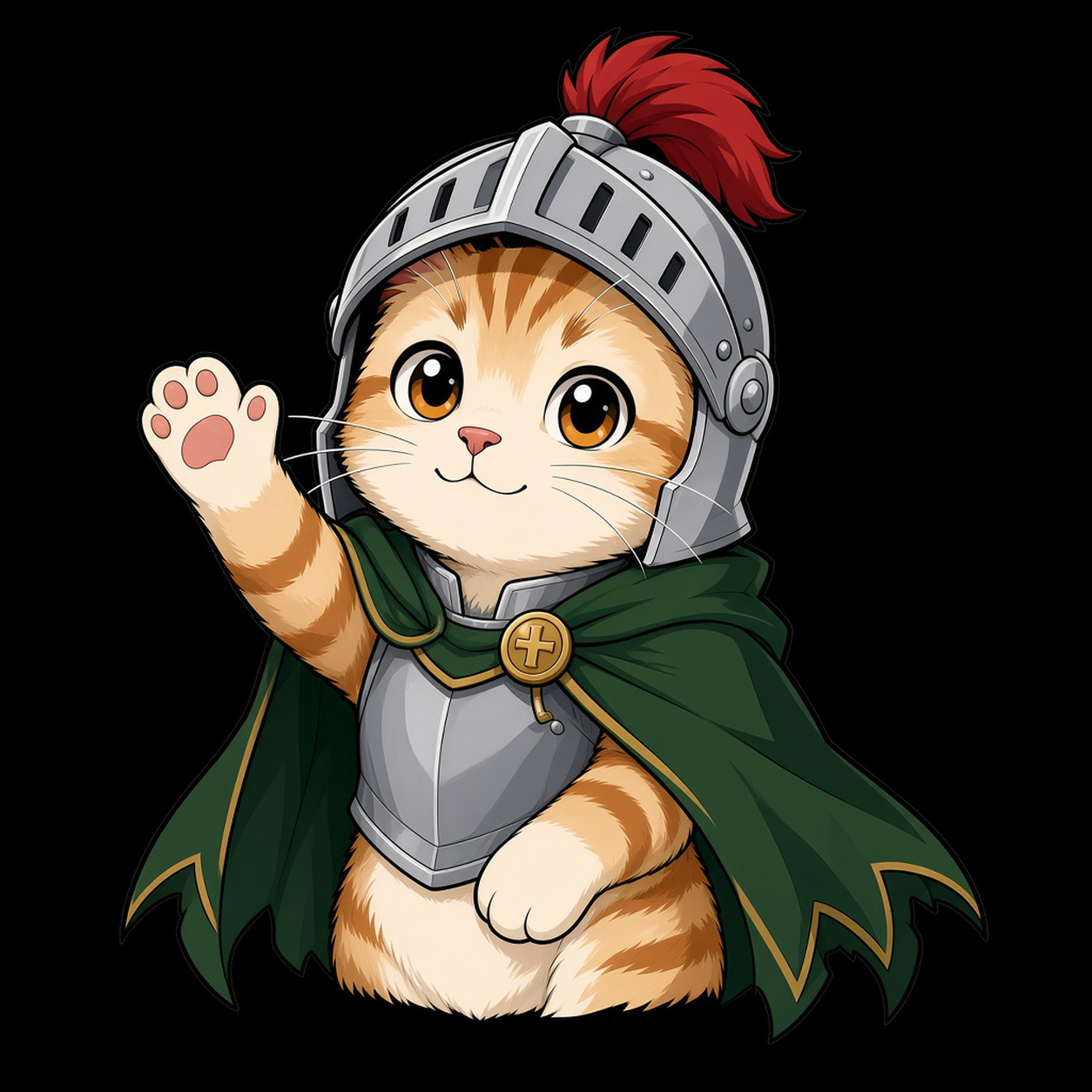 骑士小猫 resting a paw on its chin with a knowing look