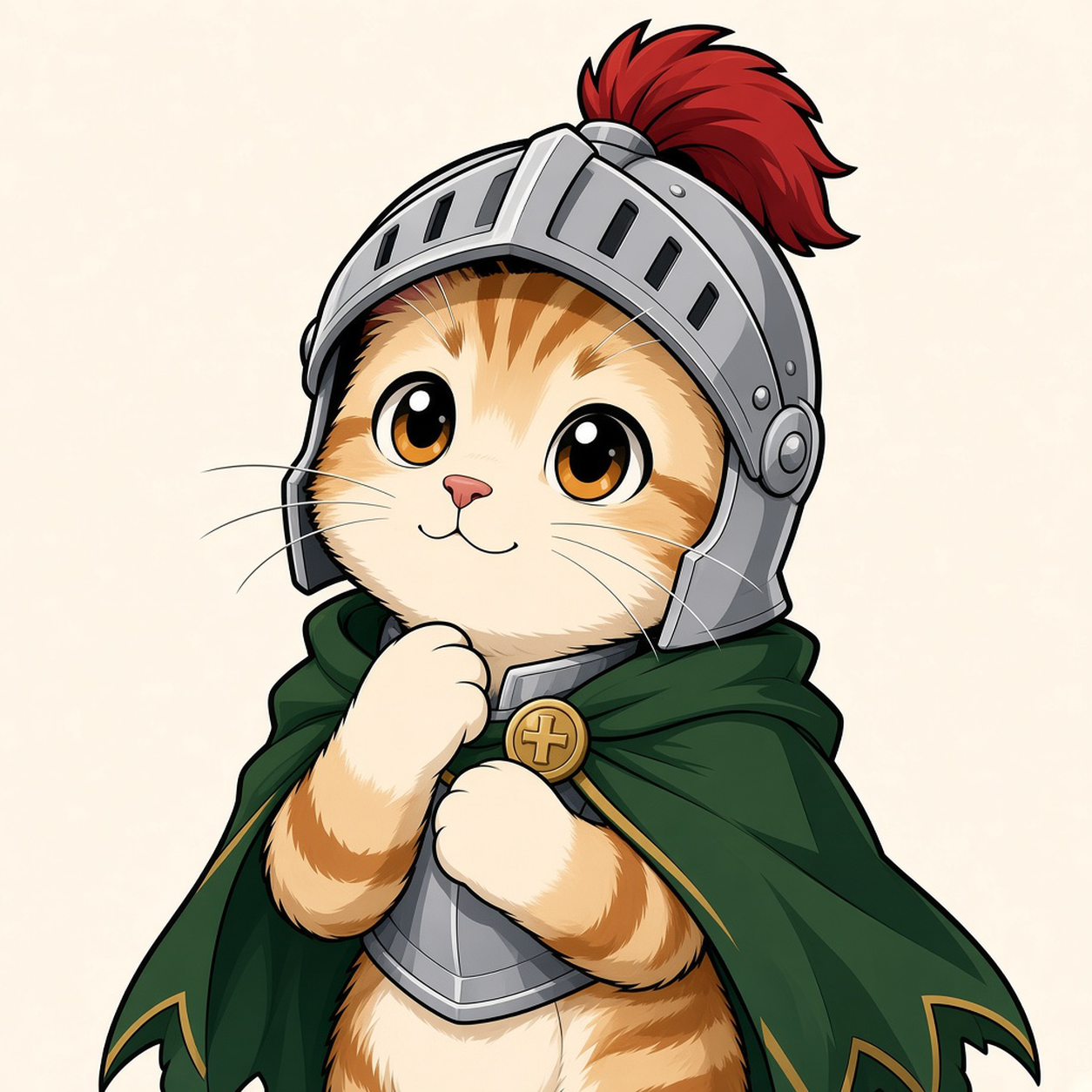 骑士小猫 looking up with big pleading eyes